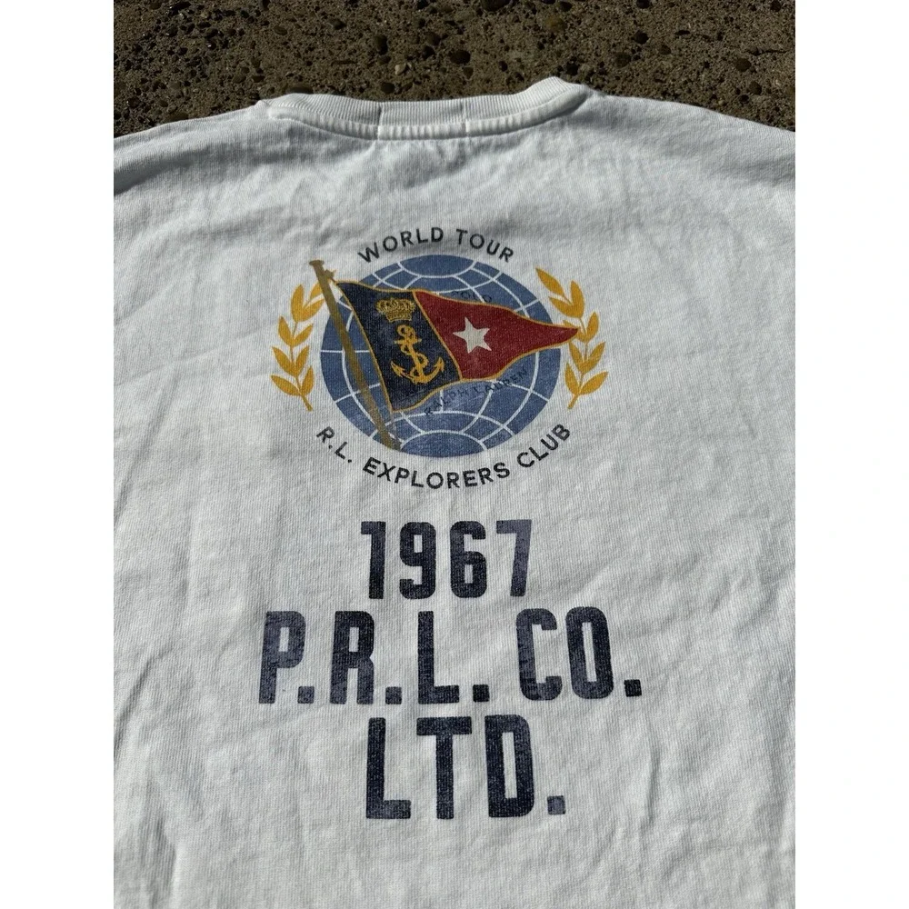 Polo‎ Ralph Lauren Men's T Shirt Sz Large White Preppy Travelers Explorer
